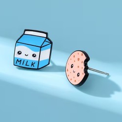 Pendientes de Galleta y Leche Kawaii | Joyería Divertida – NipponGT