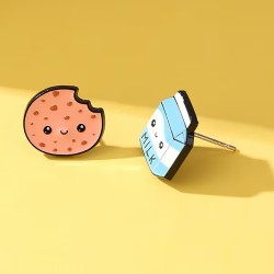 Pendientes de Galleta y Leche Kawaii | Joyería Divertida – NipponGT