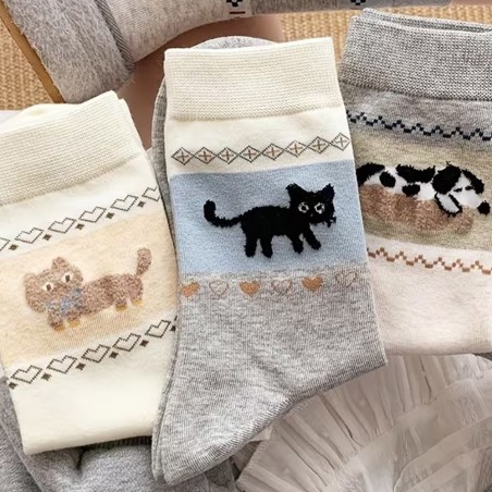 Calcetines de Gatitos Aesthetic | Estilo Coreano y Suave Algodón