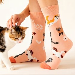 Calcetines de Gatitos y Mariposas | Estilo Kawaii Salmón – NipponGT