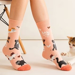 Calcetines de Gatitos y Mariposas | Estilo Kawaii Salmón – NipponGT