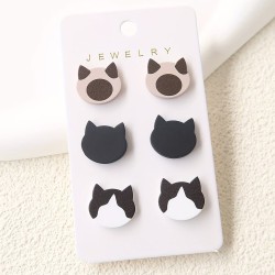 Set 3 Pares de Aretes Gatitos Minimalistas | Joyería Kawaii – NipponGT