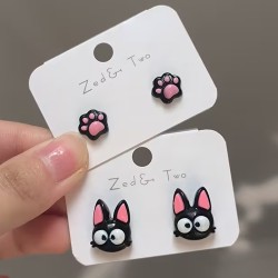Aretes de Gatito Negro Jiji | Joyería Anime Kawaii – NipponGT