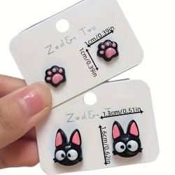 Aretes de Gatito Negro Jiji | Joyería Anime Kawaii – NipponGT