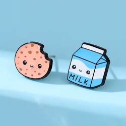 Pendientes de Galleta y Leche Kawaii | Joyería Divertida – NipponGT